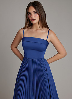 Azazie Mariana Brautjungfernkleider A-Linie Plissee Stretch-Satin Kleid Königsblau image2