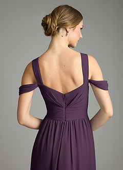 Azazie Lianne Bridesmaid Dresses Plum A-Line Off the Shoulder Chiffon Dress image6
