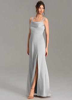 Azazie Egypt Bridesmaid Dresses Silver Mermaid Sweetheart Neckline Stretch Satin Dress image4