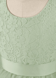Azazie Chica Flower Girl Dresses Dusty Sage A-Line Lace Tulle Dress image9