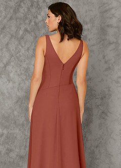 Azazie Kori Bridesmaid Dresses Auburn A-Line Pleated Chiffon Dress image5
