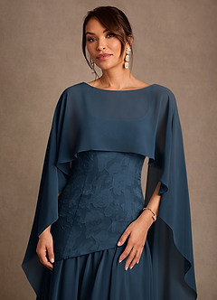 Azazie Flossie vestidos de madre de la novia Vestido Azul Marino Oscuro de Gasa de Corte en A con Plisado image6