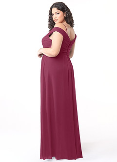 Azazie Audrianna Brautjungfernkleider Wandelbar A-Linie Schulterfrei gerafft Chiffon Kleid Maulbeerrot image10