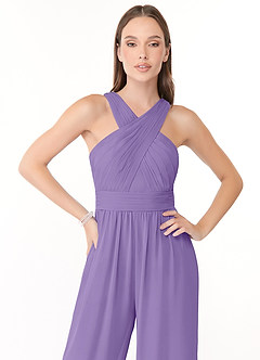 Azazie Berdie Vestidos de damas de honor Tahití de Gasa de Mono con Halter image5