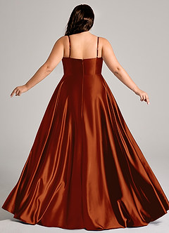 Azazie Elle Bridesmaid Dresses Auburn A-Line with Pockets Metallic Satin Dress image8