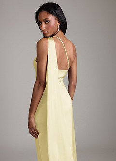 Azazie Galinda Brudtärnklänningar Klä av Sjöjungfru i Stretch Satin Ena axeln Citronsorbet image2