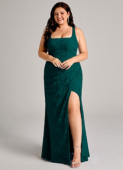 Azazie Mero Bridesmaid Dresses Pine Sheath Pleated Floral Burnout Dress image9