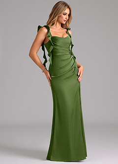 Azazie Jessamine Bridesmaid Dresses Juniper A-Line Corset Stretch Satin Dress image4