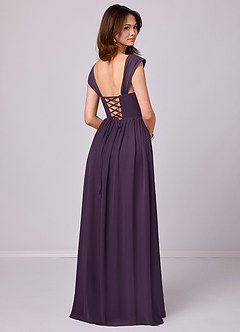 Barbie ♥ Azazie Bridesmaid Dresses Plum A-Line Corset Chiffon Dress image5