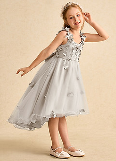 Azazie Tweety Flower Girl Dresses Frost A-Line Lace Tulle Dress image5