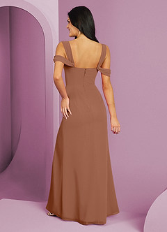 Barbie ♥ Azazie Jurken voor bruidsmeisjes Jurk van Chiffon met A-Lijn Off the Shoulder Bronzeertint image6