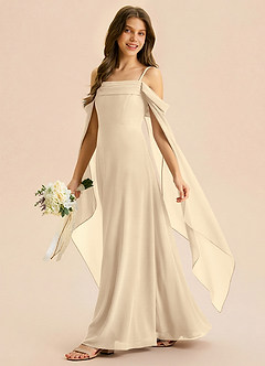 Azazie Moana Junior Linia A Pofałdowany Szyfon Długość podłogi Młodsza druhna Sukienka image2