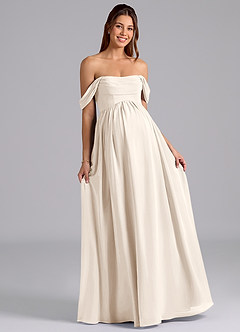 Azazie Saige Maternity Bridesmaid Dresses A-Line Pleated Chiffon Floor-Length Dress image4