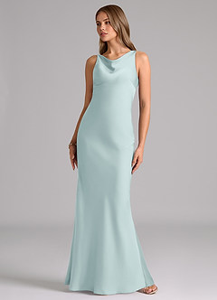 Azazie Allettie Bridesmaid Dresses Mist Mermaid Stretch Satin Dress image5