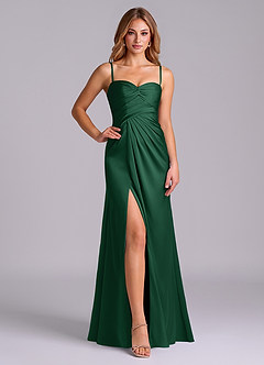 Azazie Sabrine Jurken voor bruidsmeisjes Jurk van Stretch Satijn met A-Lijn Sweetheart Halslijn Donkergroen image5