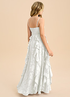 Azazie Peyton Junior Linie A Plisat Floral Burnout Lungime până la podea Domnișoară de onoare junioră Rochie image2