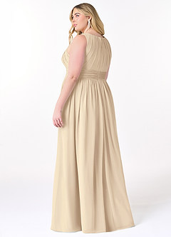 Azazie Harper Bridesmaid Dresses Champagne A-Line Pleated Chiffon Dress image7