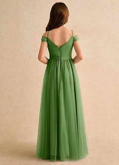 Azazie Yuna Girls Formal Flower Girl Dresses Basil A-Line Off the Shoulder Tulle Dress image2