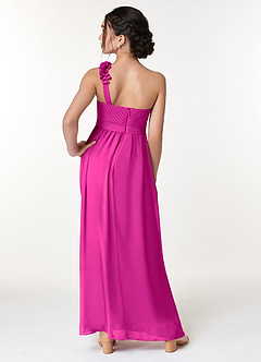 Azazie Flower Junior Robe Trapèze en Mousseline de soie Plissée Fuchsia image6