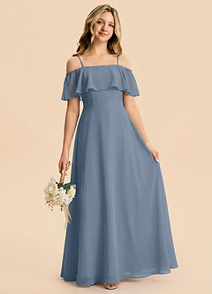 Azazie Maggie Junior Twilight A-Line Off the Shoulder Chiffon Dress image1