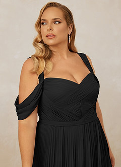 Christian Siriano Bridal for Azazie 1013 Bridesmaid Dresses Black A-Line Off the Shoulder Chiffon Dress image14