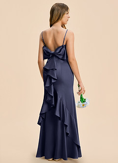 Azazie Lioren Junior Stormy Sheath Bow Stretch Satin Dress image1