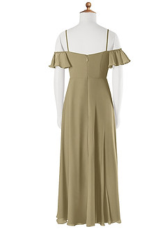 Azazie Juna Junior Robe Trapèze en Mousseline de soie Épaule décolletée Vert Mousse image7