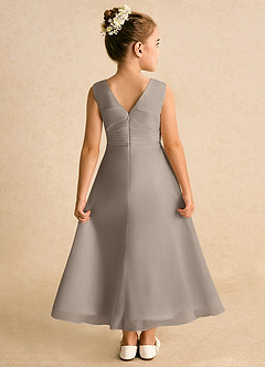 Azazie Edelweiss Abiti da Ragazza di Fiori Abito A-Line in Chiffon Plissettato Taupe image2