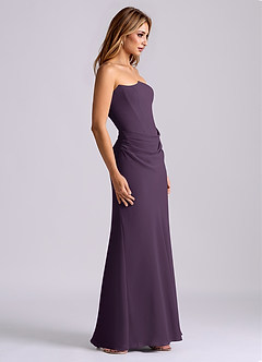 Azazie Debby Bridesmaid Dresses Plum Mermaid Strapless Chiffon Dress image5