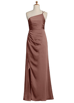 Azazie Eren Junior Etui Plissee Stretch-Satin Kleid Espresso image6