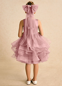 Azazie Tinie Robe Demoiselle D'honneur Fillette Robe Princesse en Tulle Nœud Rose Poussiéreuse image6