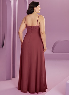 Barbie ♥ Azazie Robes de demoiselle d'honneur Robe Trapèze en Mousseline de soie avec poches Merlot image8