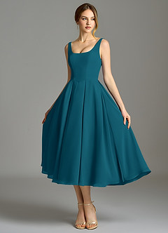 Azazie Amalie Bridesmaid Dresses Ink Blue A-Line Pleated Chiffon Dress image6