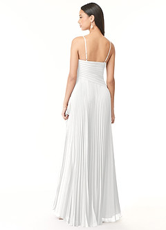 Azazie Vini Jurken voor bruidsmeisjes Jurk van Chiffon met A-Lijn V-hals geplooid Wit image2