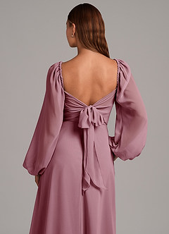 Azazie Annistyn Bridesmaid Dresses Vintage Mauve A-Line Long Sleeve Chiffon Dress image8
