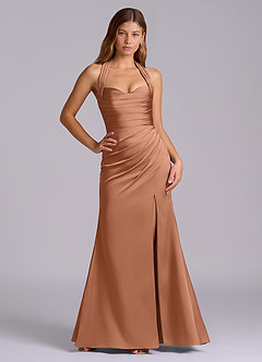 Azazie Destiny Bridesmaid Dresses Bronzer Mermaid Sweetheart Neckline Stretch Satin Dress image6
