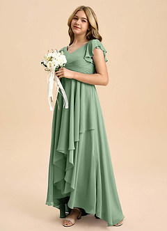 Azazie Caria Junior Matcha A-Line Pleated Chiffon Dress image5