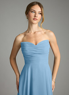 Azazie Ayla Abiti da Damigella Abito A-Line in Chiffon Scollo a Cuore Blu Acciaio image4