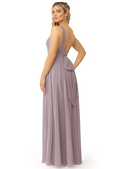 Azazie Kora Robes de demoiselle d'honneur Robe Trapèze en Mousseline de soie Plissée Crépuscule image5