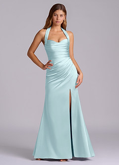 Azazie Destiny Bridesmaid Dresses Cloud Blue Mermaid Sweetheart Neckline Stretch Satin Dress image6