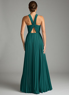 Azazie Afra Abiti da Damigella Abito A-Line in Chiffon Plissettato Verde Pavone image2
