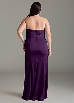 Azazie Yola Bridesmaid Dresses Grape Sheath V-Neck Pleated Stretch Satin Convertible Dress image10