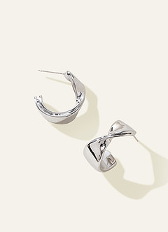 front Thick Twist Metal Hoop Earrings