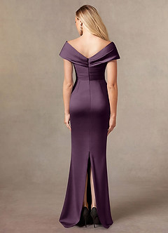 Azazie Ludlow vestidos de madre de la novia Vestido de Ciruela de Satén Elástico de Sirena con Plisado image4