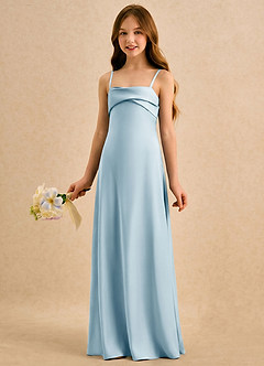 Azazie Mirabella Girls Formal Flower Girl Dresses Sky Blue Sheath Sweetheart Neckline Stretch Satin Dress image2