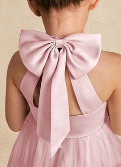 Azazie Bev Flower Girl Dresses Powder Pink A-Line Convertible Tulle Dress image5