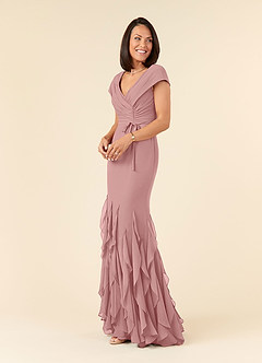 Azazie Bailora Final Sale Dusty Rose Mermaid Ruched Chiffon Dress image3