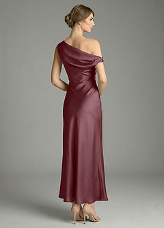 Azazie Emerson Brautjungfernkleider Meerjungfrau-Linie Schulterfrei Stretch-Satin Kleid Sangria image6