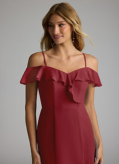 Azazie Sophie Bridesmaid Dresses Pomegranate A-Line Off the Shoulder Chiffon Convertible Dress image2
