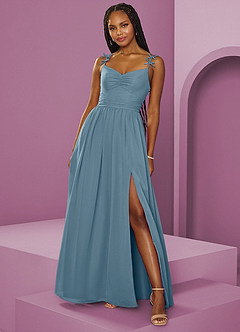 Barbie ♥ Azazie Bridesmaid Dresses Moody Blue A-Line Pleated Chiffon Dress image4